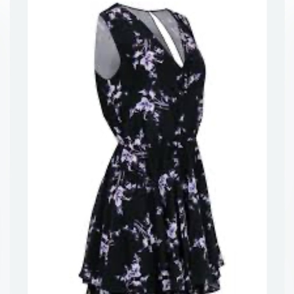 Rebecca Taylor 100% Silk Floral Black Dress - Picture 3 of 11